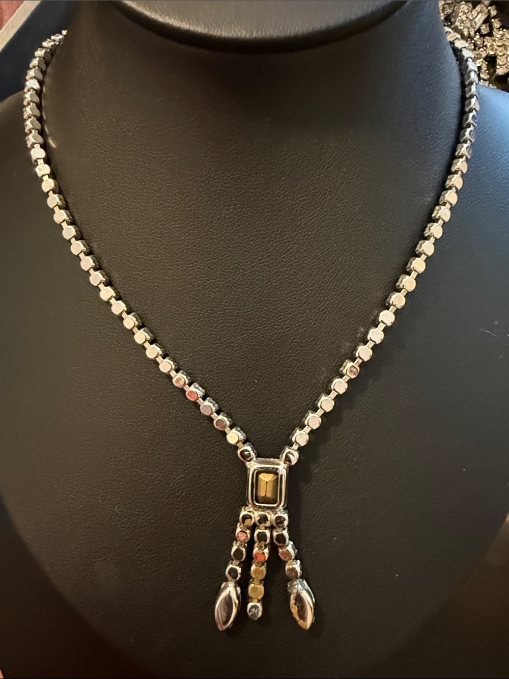 1 Coro & 1 Vintage Rhinestone silver Necklace ur choice both 14” & just over 14” - Picture 4 of 10